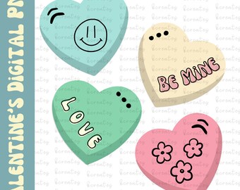 Valentine's Candy Hearts PNG Design (Digital Download)