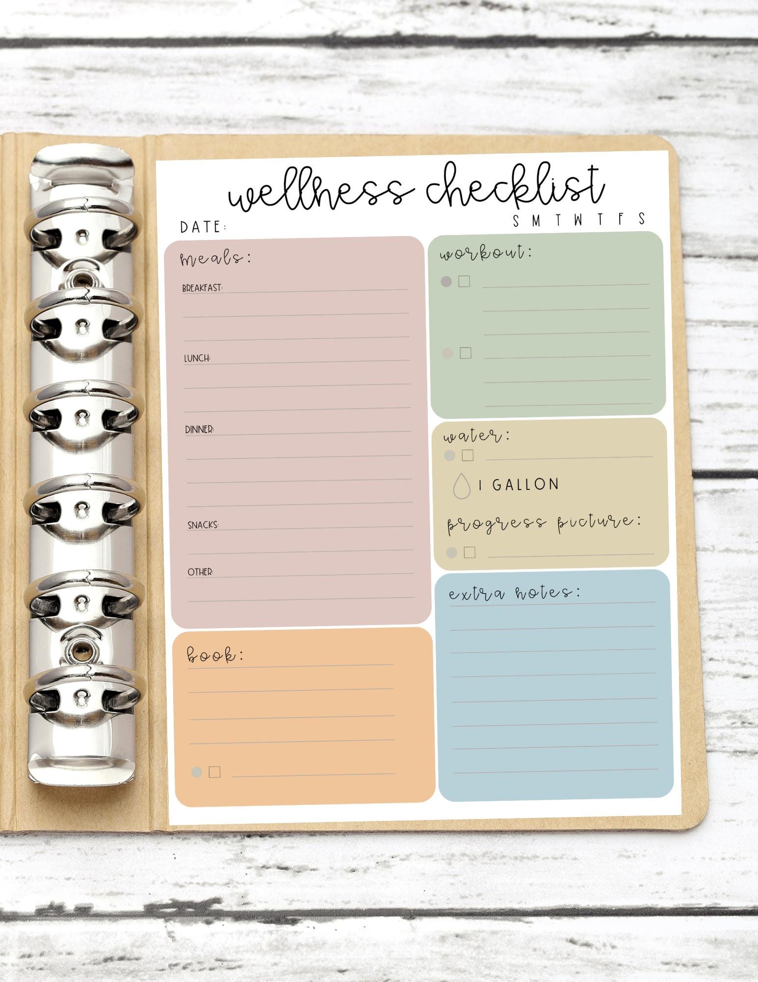 Daily Wellness Checklist: Printable Planner, Journal Template (PDF) - Etsy