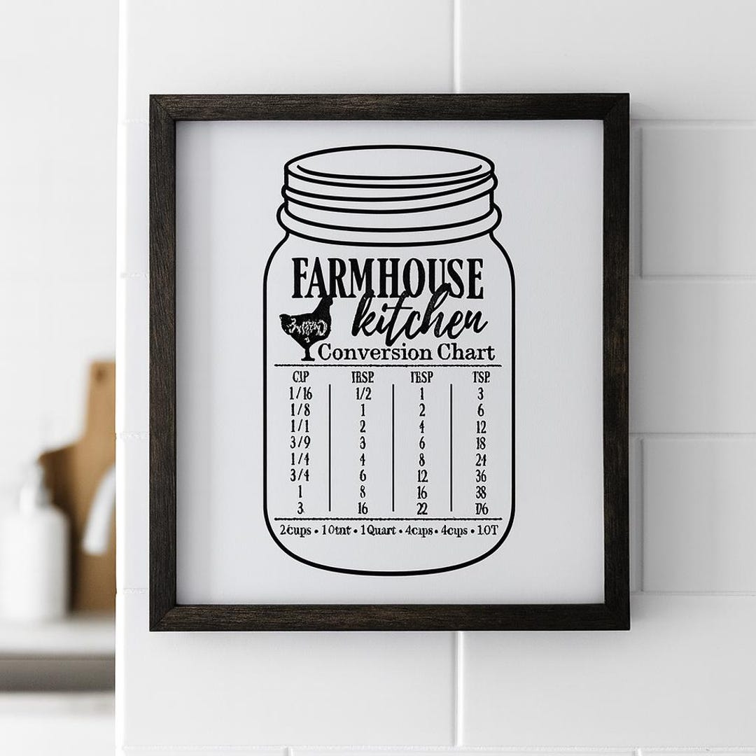 Kitchen Conversion Chart SVG PNG: Farmhouse Decor (digital Download) - Etsy