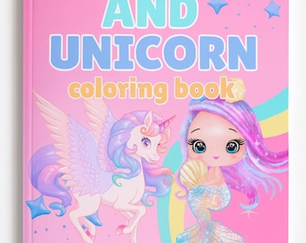 Mermaid & Unicorn Coloring Book: 50 Page Printable Activity (PDF)