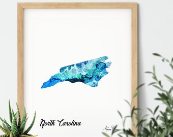 North Carolina State Print, North Carolina Wall Art, Acrylic Painting, North Carolina State Poster, State of North Carolina Print Wall Decor