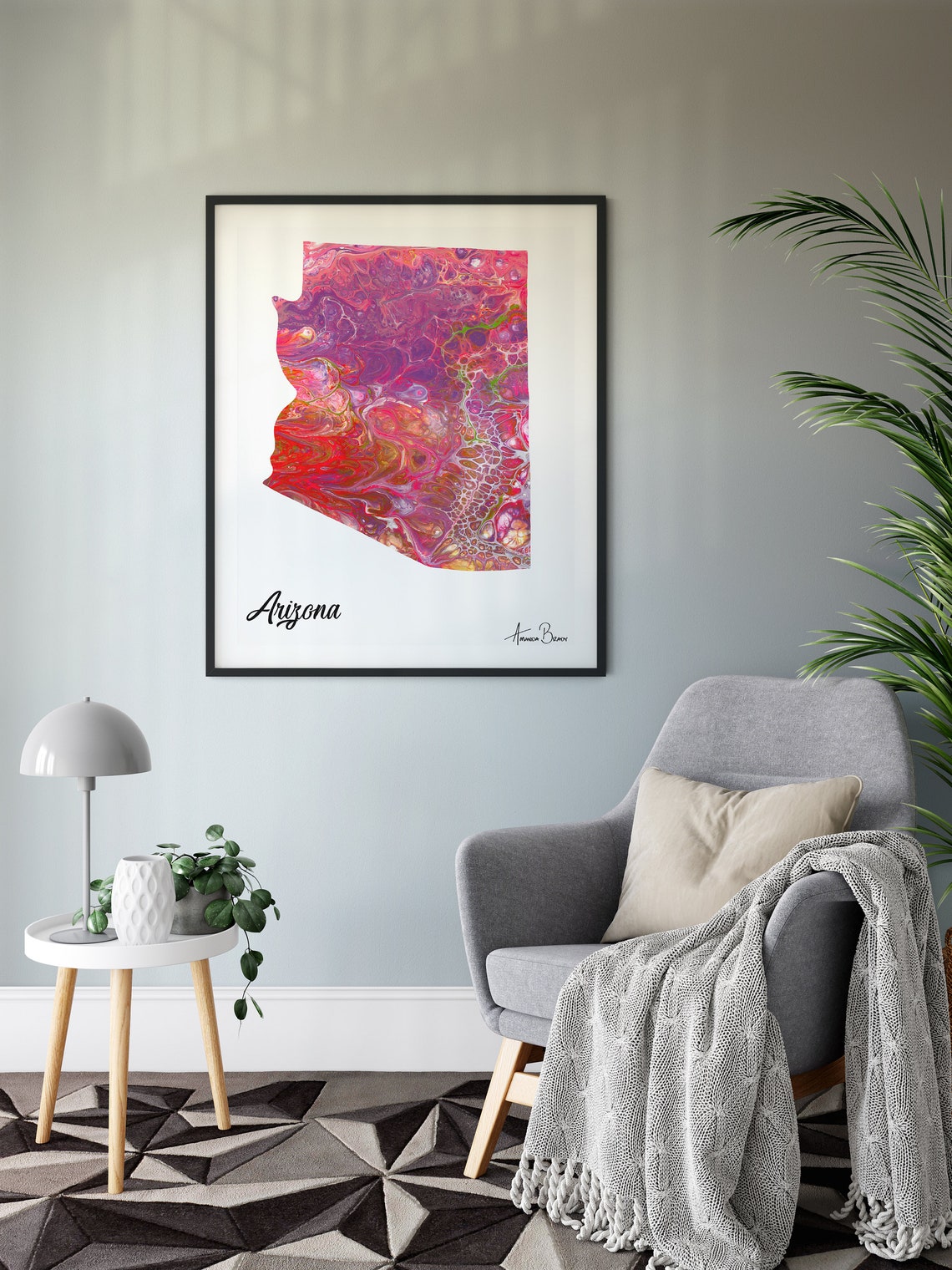 Arizona State Wall Art, Arizona Acrylic Print, Arizona Painting State