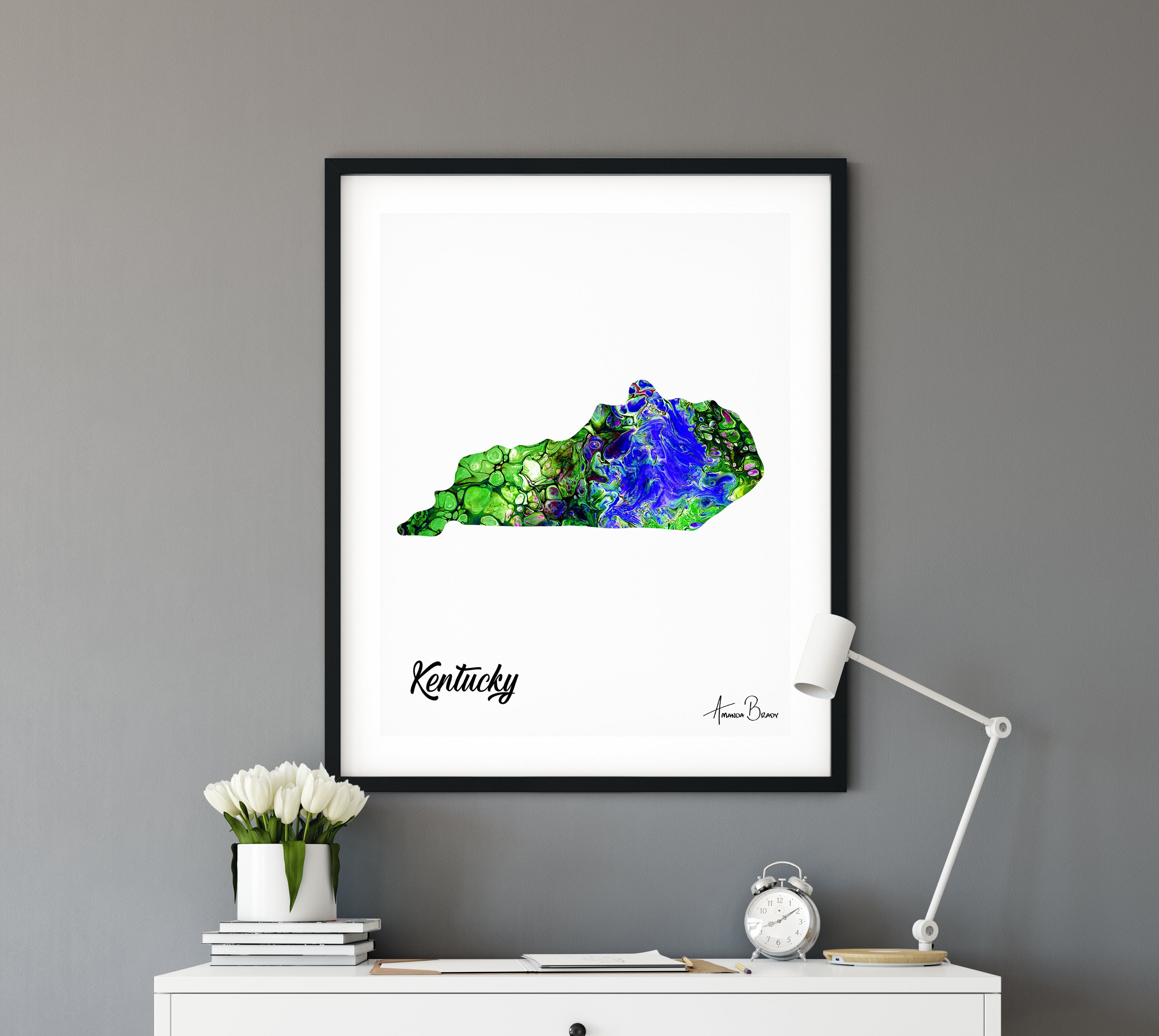 Kentucky State Print Kentucky Wall Art Acrylic Painting Etsy
