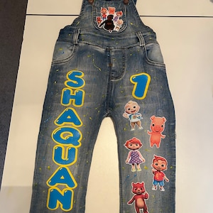 Custom Decorated character Birthday overalls