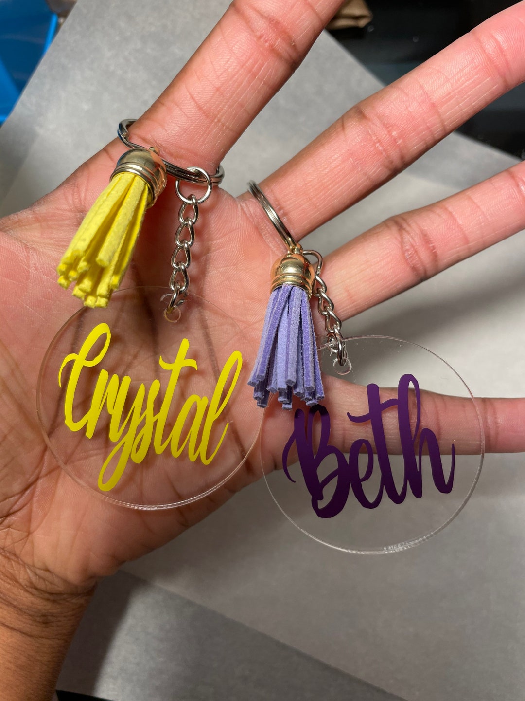Personalized Acrylic Name Keychain With Tassel, Acrylic Keychain ...