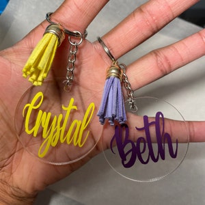 Personalized Acrylic Name Keychain with Tassel, Acrylic Keychain, Tassel Keychain
