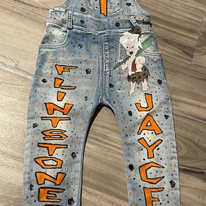 Custom Handpainted character Birthday overalls