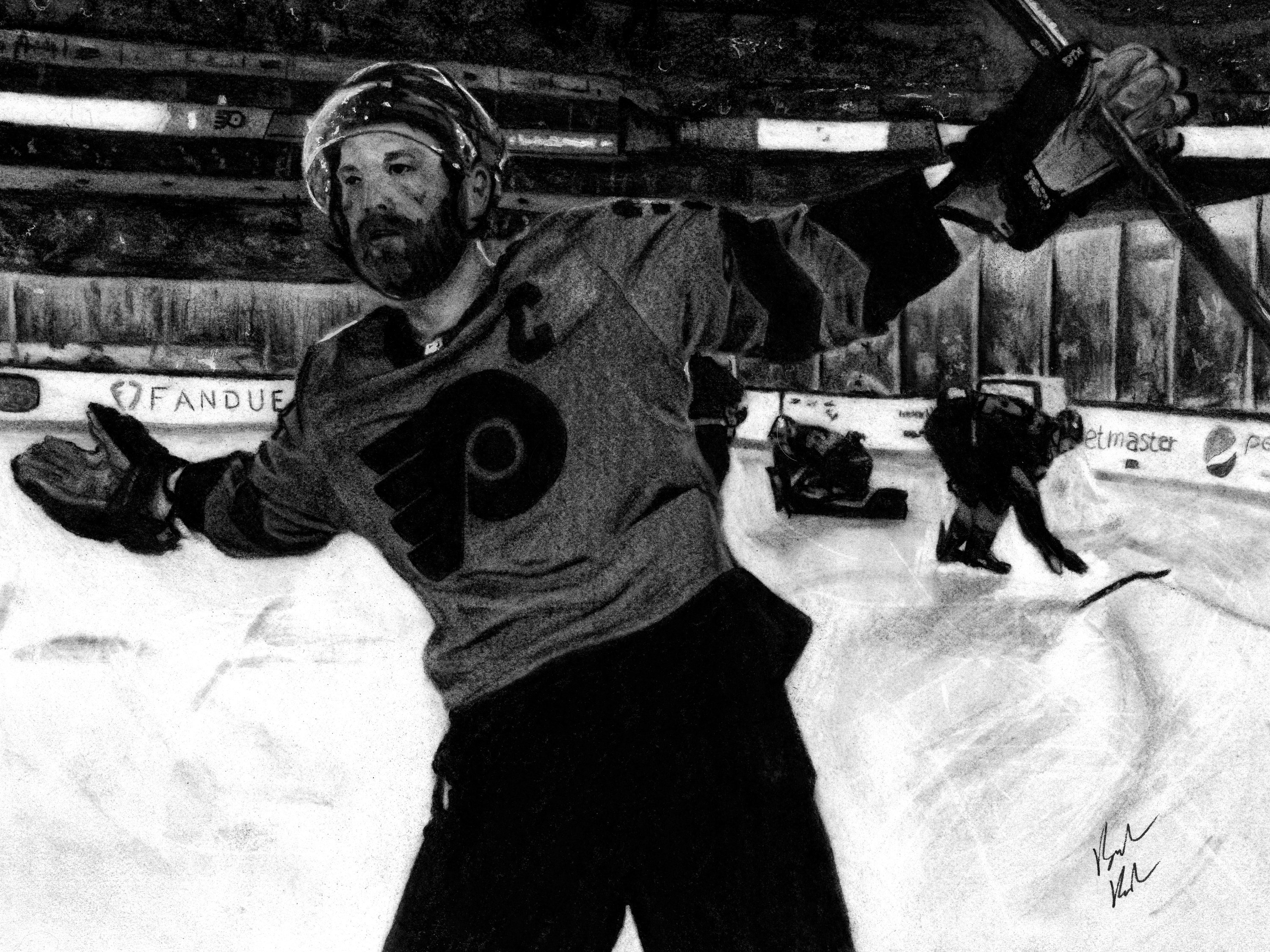 Claude Giroux Handmade Charcoal Illustration Print, Philadelphia Flyers Fan Art, Hockey Fan Art