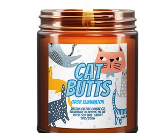 CAT BUTTS Odor Eliminating Candle | Virgins On Fire Candle Co. | 100% Soy Candle | Handmade Candle | Made in Brooklyn | Gay Owned LGBTQ+