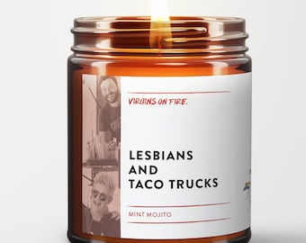 Lesbians and Taco Trucks - Mint Mojito Scented 100% Soy Wax Candle Handmade in Brooklyn, NY by Virgins On Fire Candle Co - LGBTQ+ Queer Gay