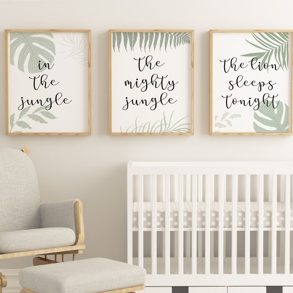 In the jungle the mighty jungle the lion sleeps, Nursery Animals Print, Nursery Wall Art, Safari Animal Printable, Lion King Quote, Simba