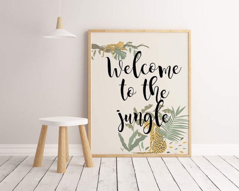 Poster Print Nursery Wall Art Welcome to the Jungle Nursery Decor Print Safari Animals Printable Nursery Animals Print Large Print