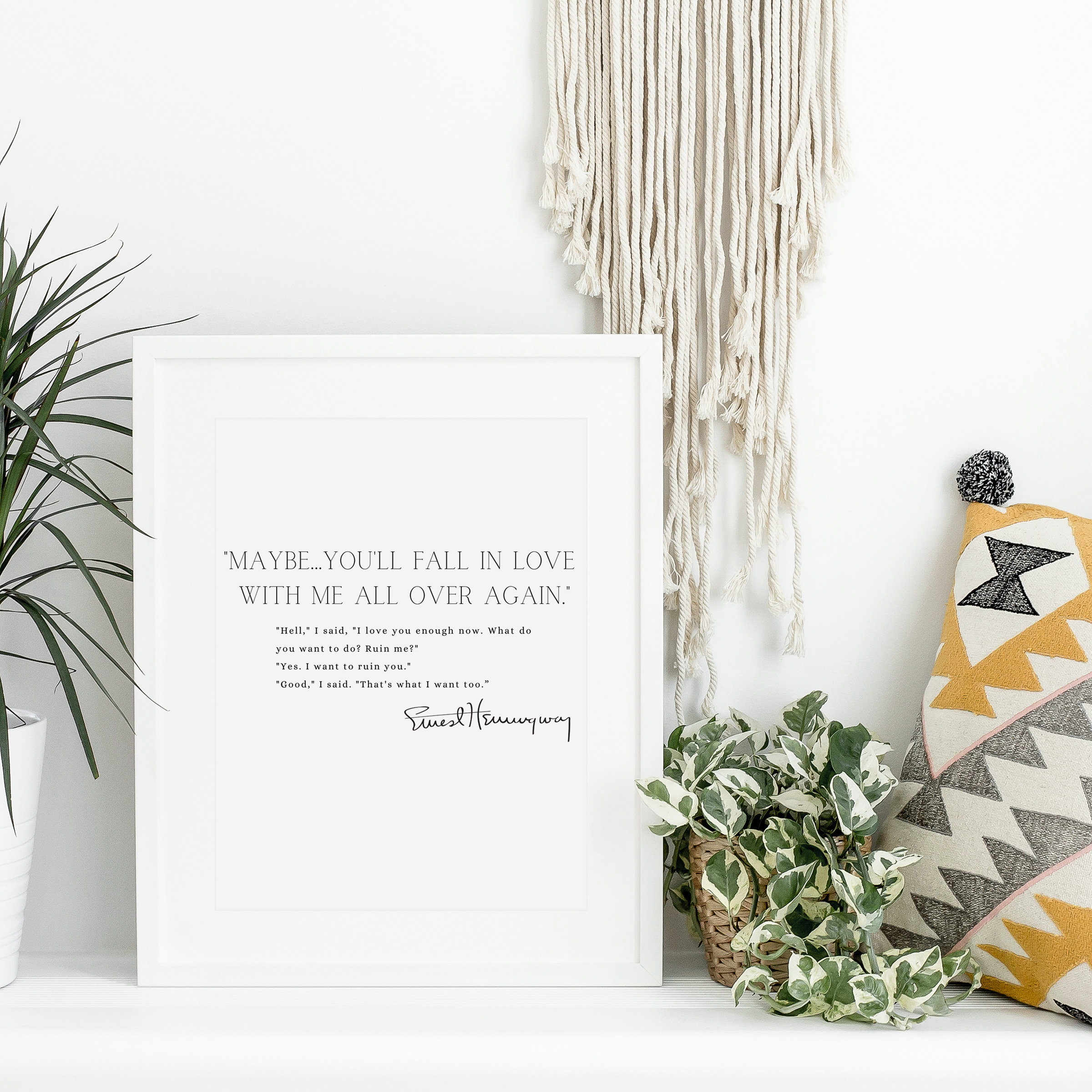 Ernest Hemingway Quote Farewell to Arms Fall in Love Print - Etsy