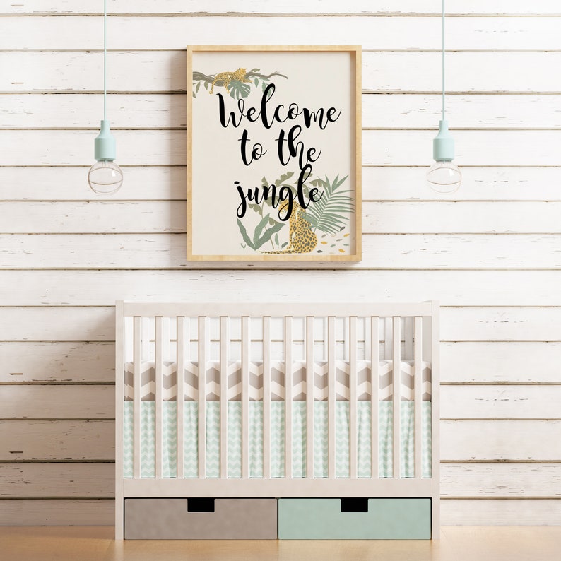 Poster Print Nursery Wall Art Welcome to the Jungle Nursery Decor Print Safari Animals Printable Nursery Animals Print Large Print