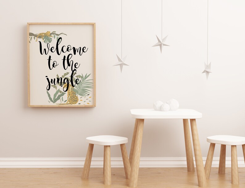 Poster Print Nursery Wall Art Welcome to the Jungle Nursery Decor Print Safari Animals Printable Nursery Animals Print Large Print