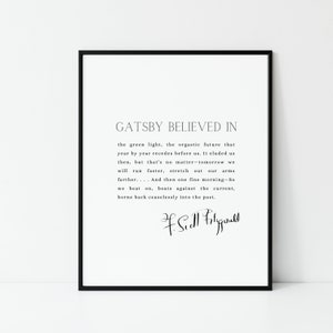 Great Gatsby Poster, F. Scott Fitzgerald Quote Print, Literary Poster, Literary Print, Inspirational Wall Art, Inspirational