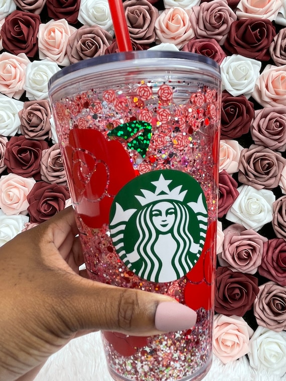 Glitter Pink Starbucks Tumbler, Starbucks Snow Globe, Glitter