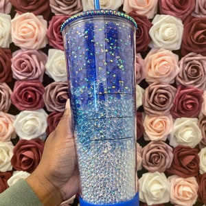 Blue Three Color Ombre Rhinestone Filled Tumbler|rhinestone Lid ...