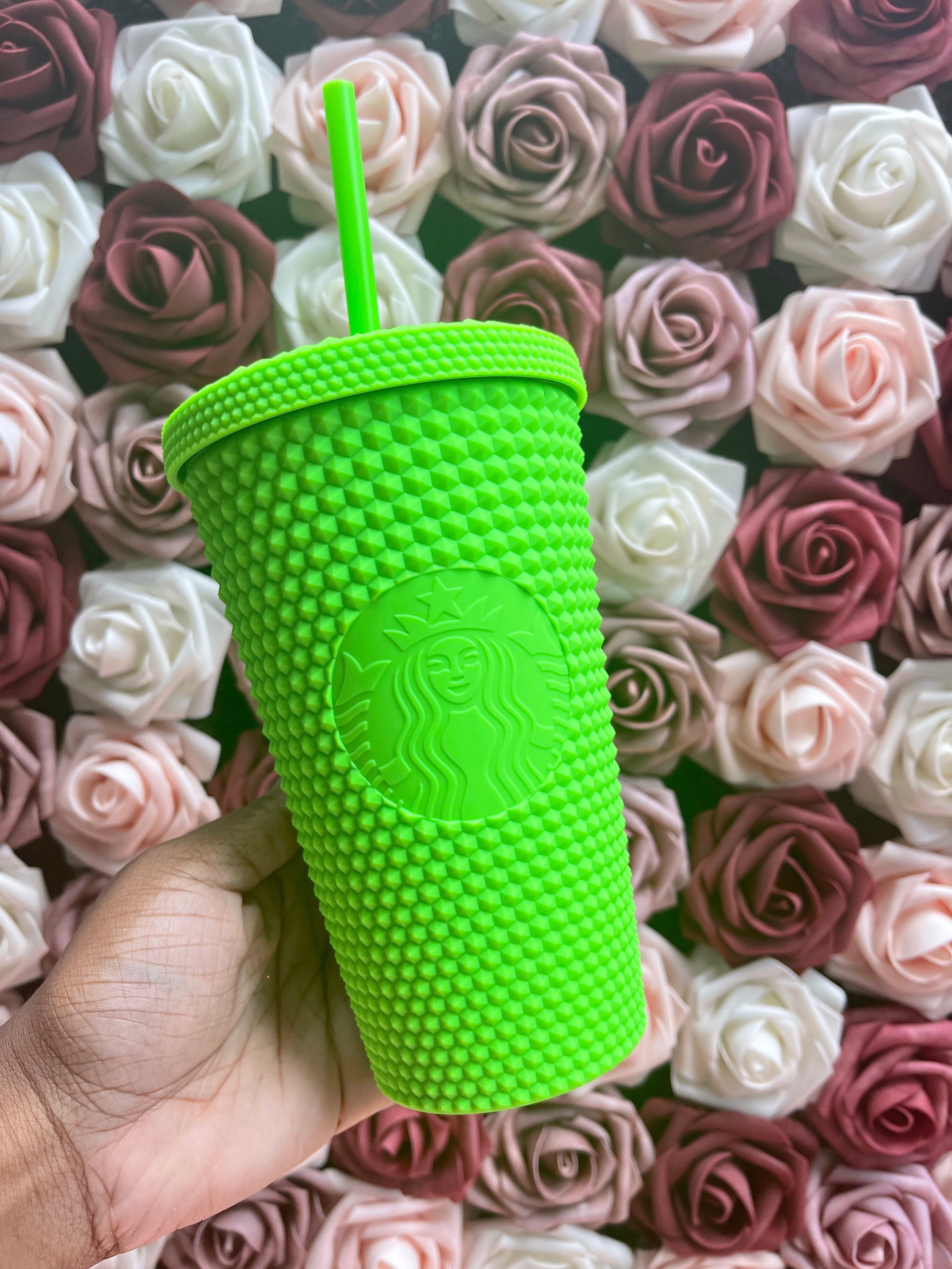 Custom Painted Starbucks Studded Cup Tumbler Matte Pink Peach Ombré BLING Custom Painted Starbucks Studded Cup Tumbler Matte Pink Peach Ombré BLING