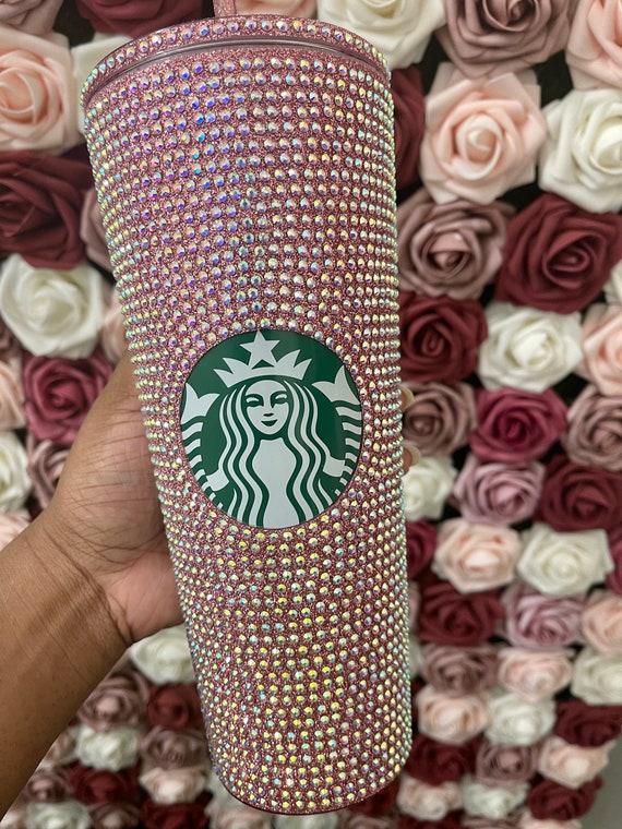 Starbucks Studded Rose Gold Jeweled Coffee Tumbler Cold Cup Venti 24 oz 