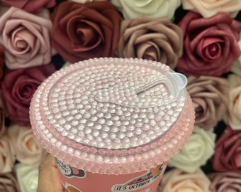 Custom Full Bling Rhinestone or Clear Plastic Cold Cup Lids, Starbucks Lid, Sip Lid, Cold Foam Lid