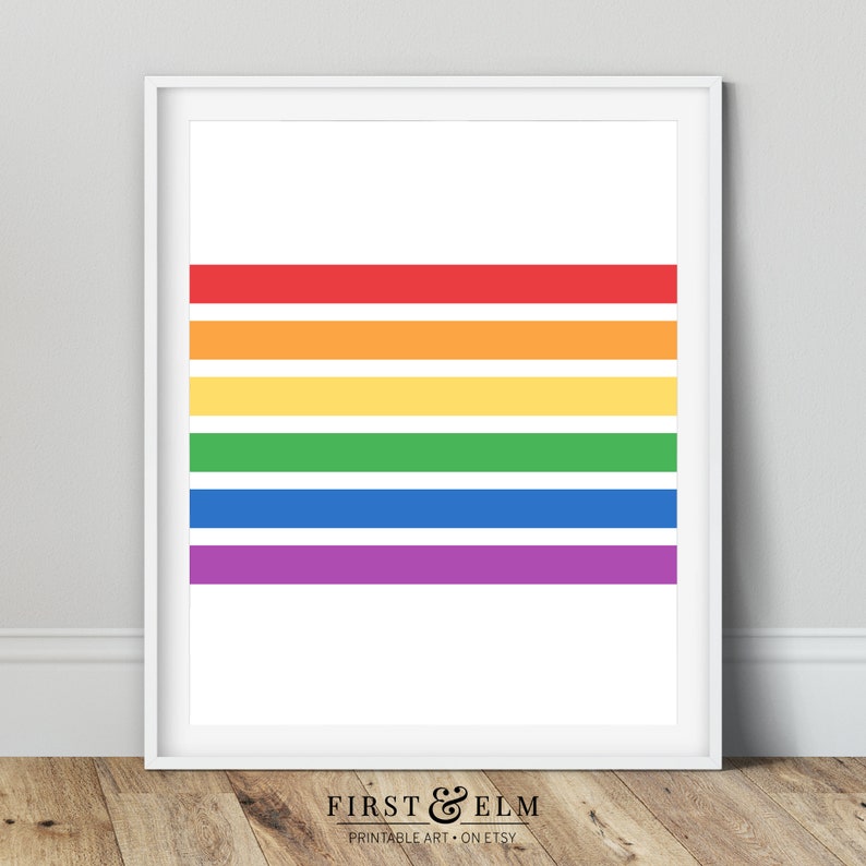Gay Pride Flag Modern Minimalist LGBT Art Rainbow Stripes | Etsy