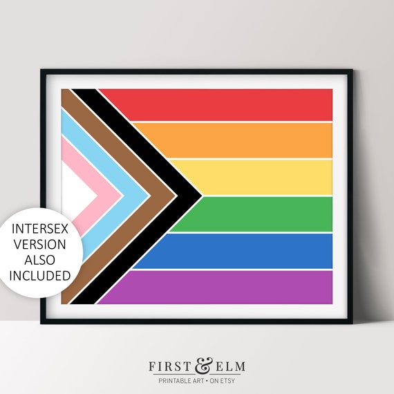 LGBT Progress Pride Flag Printable Wall Art Intersex | Etsy