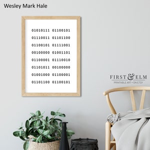 Binary Code Poster Customized With Name, Computer Geek Gifts ...