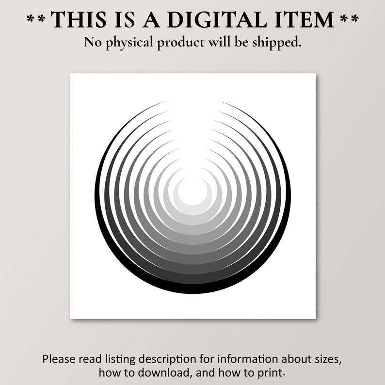 Black and White Abstract Circle Art Minimalist Design Etsy