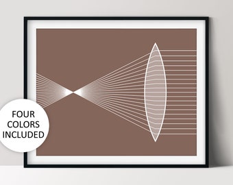 Refraction Poster, Convex Lens, Abstract Science Art, Minimalist Design, Instant Download