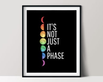 It’s Not Just a Phase, Gay Pride Wall Art, Rainbow Poster, Printable Download
