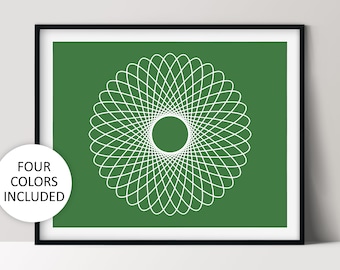 Hypotrochoid Print, Mathematics Art, Minimalist Wall Art, Printable Home Decor
