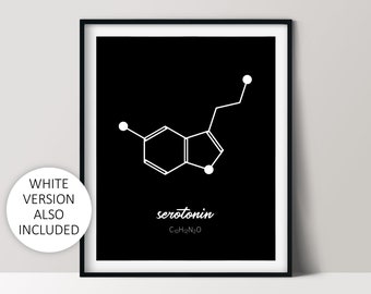Serotonin Molecule Print, Science Classroom Décor, Nerd Home Office, Printable Wall Art
