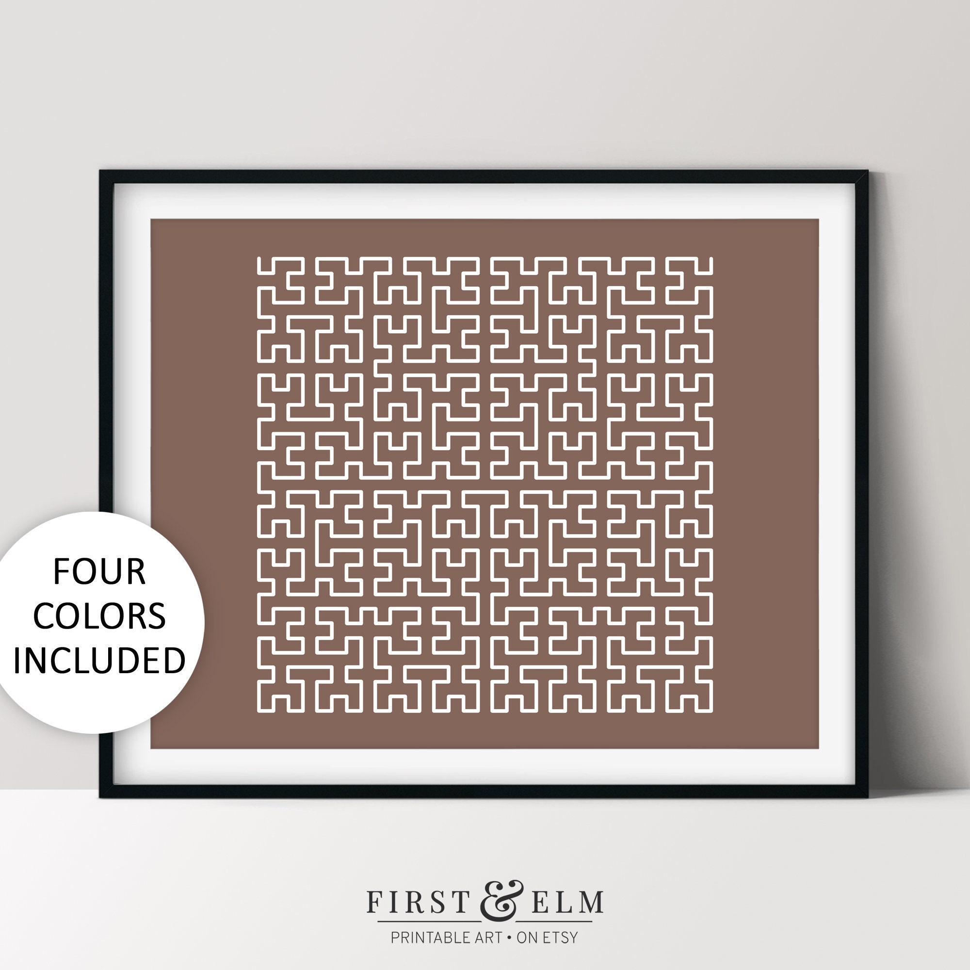 Hilbert Space Filling Curve, Minimalist Math Nerd Art, Classroom Poster ...