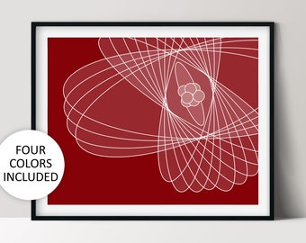 Atom Poster, Abstract Science Art, Science Geek Gifts, Printable Wall Art