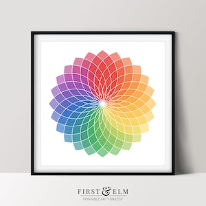 Color Wheel Poster, Geometric Art Print, Colorful Wall Art, Instant Download