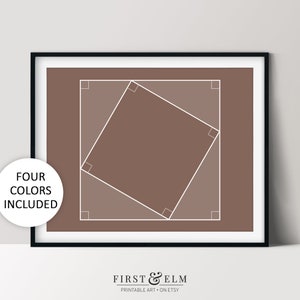 Pythagorean Theorem Proof Poster, Geometry Classroom Décor, Nerdy Math Home Decor, Instant Download