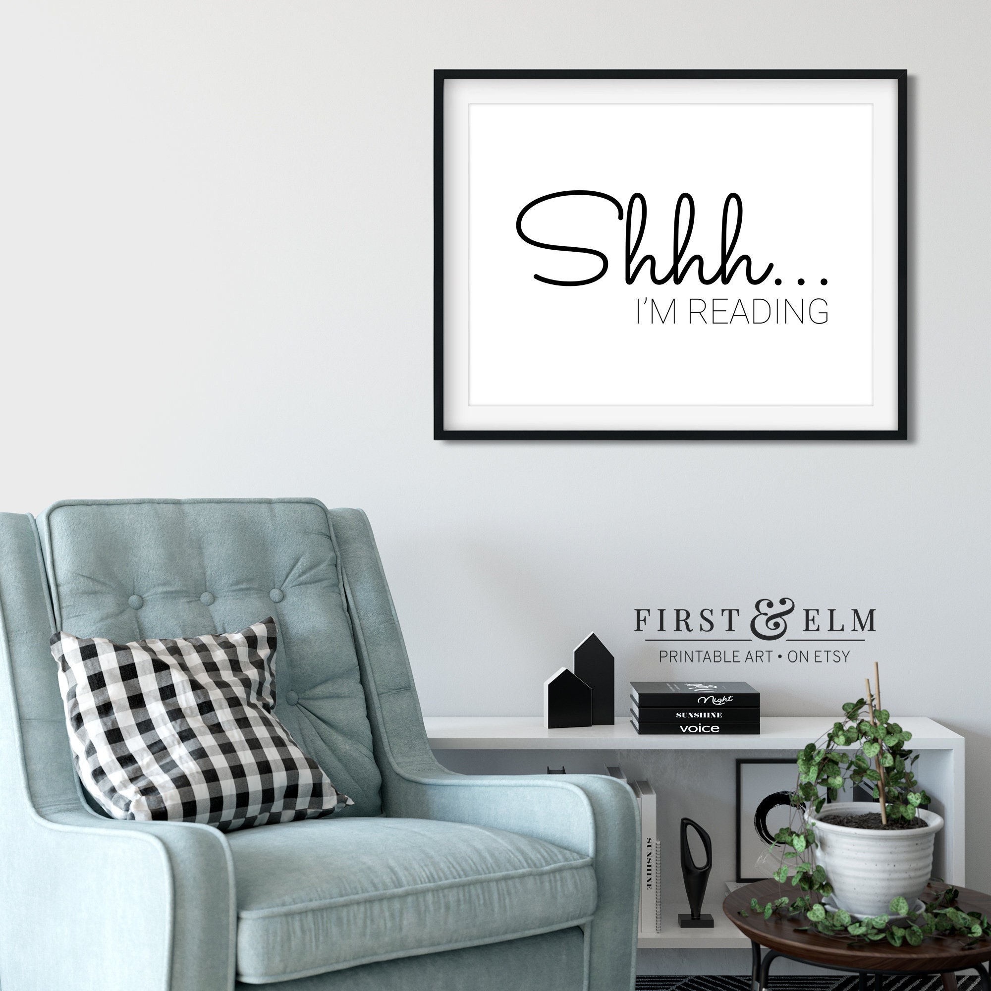 Library Shhh Sign Shhh I'm Reading Bookworm Poster, Gifts for Librarians, Home Library ...