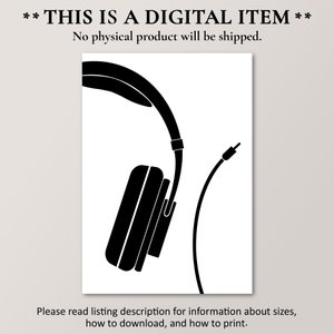 Music Lover Décor, Minimalist Headphones Illustration, Musician Gift
