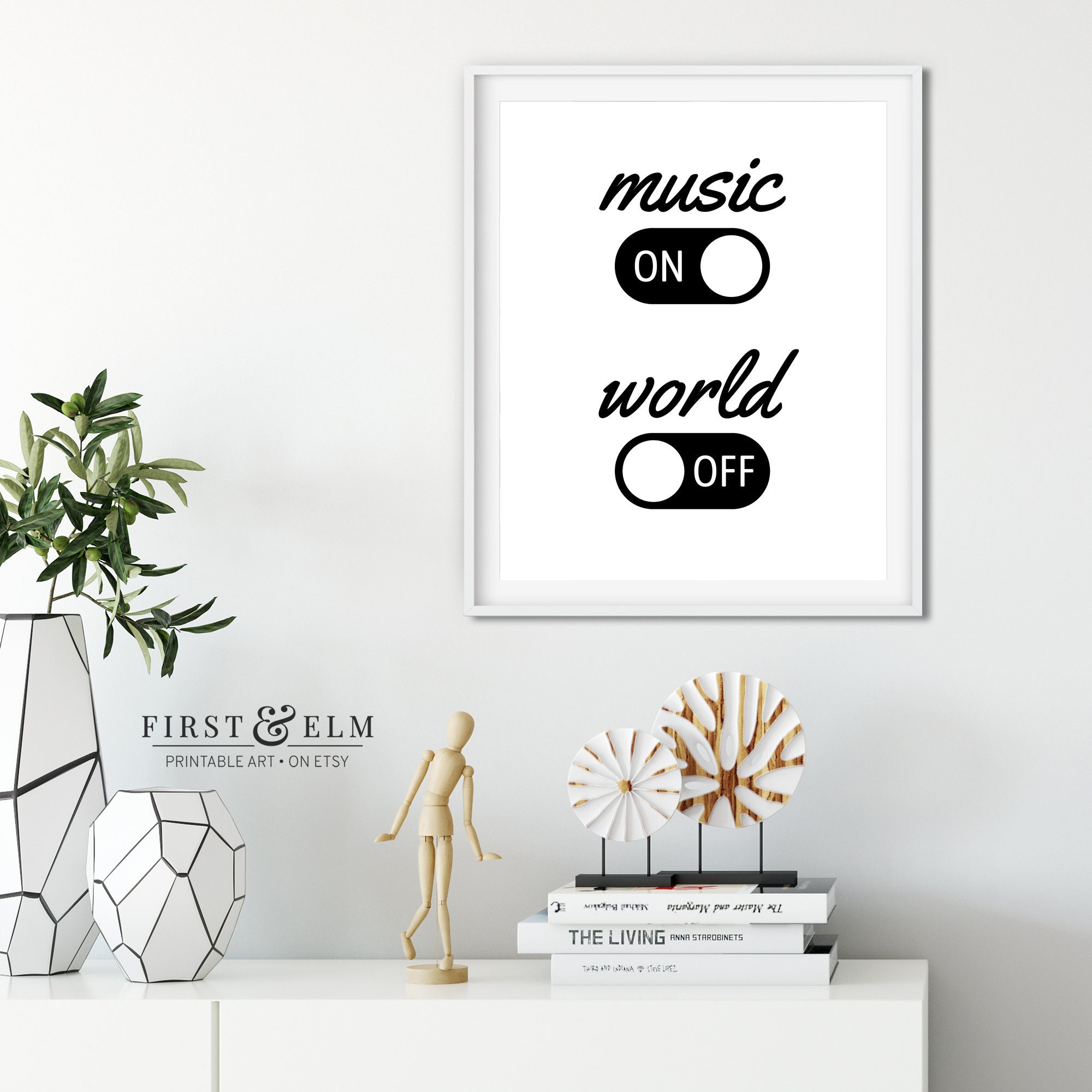 Music on World Off, Unique Audiophile Wall Art, Music Lover Gift