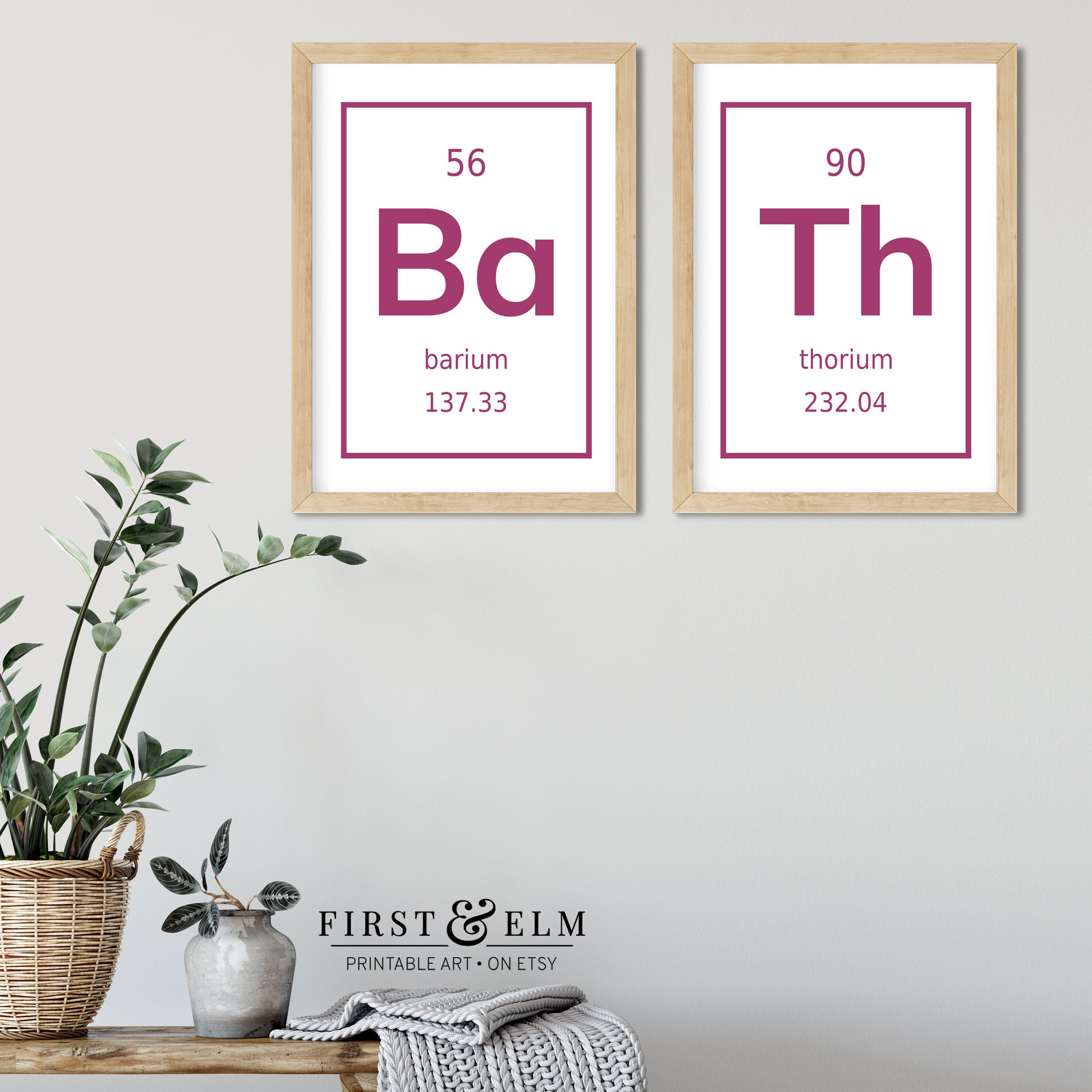 Arte único de la pared del baño conjunto de 2 impresiones | Etsy