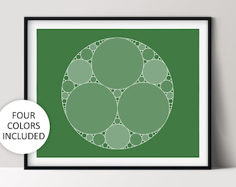 Apollonian Gasket, Fractal Art Design, Math Nerd Poster, Printable Wall Art