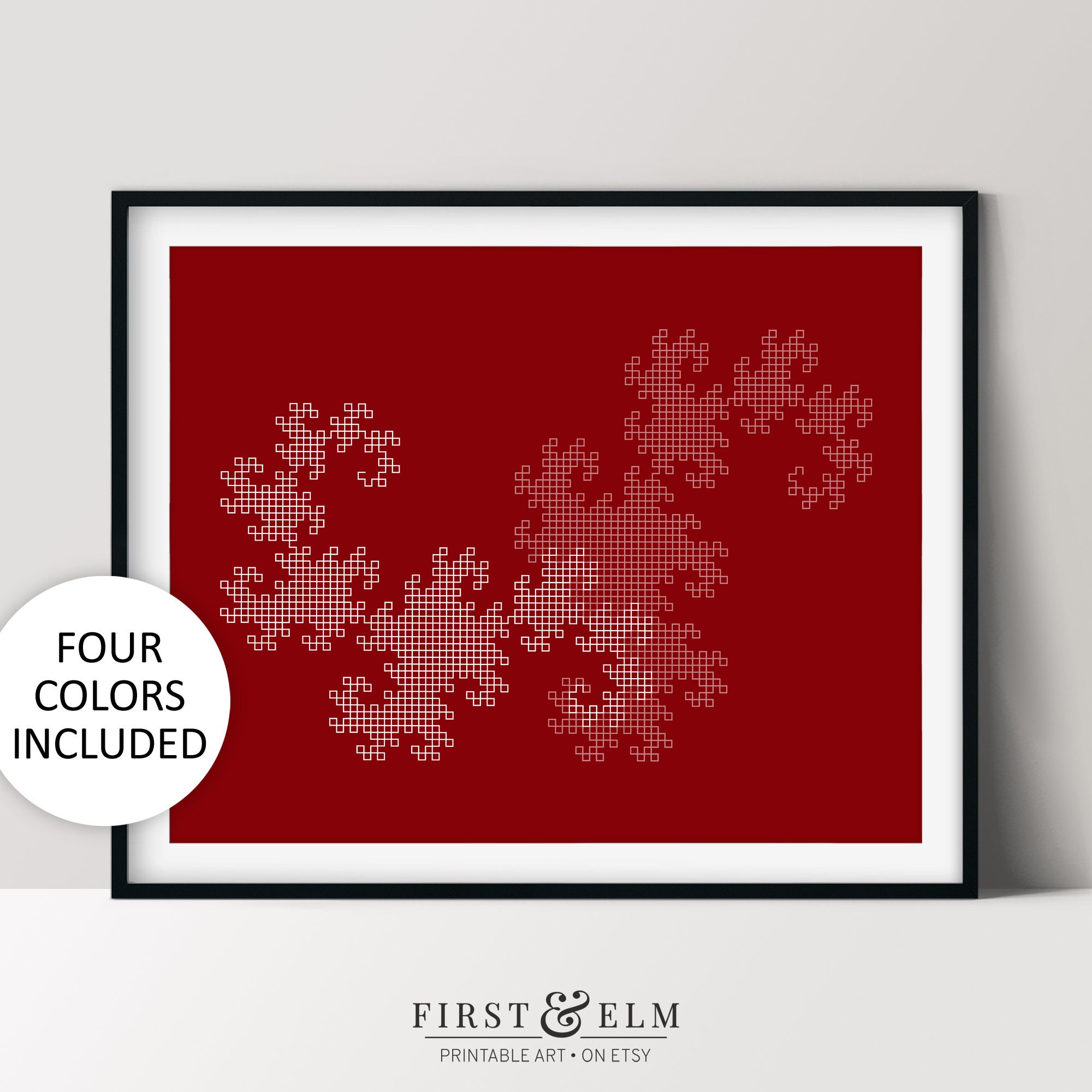 Dragon Curve Fractal, Math Nerd Poster, Abstract Science Art, Instant Download