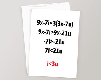 Printable “I Love You” Card, Math Geek Greeting Card, Nerdy Anniversary Message