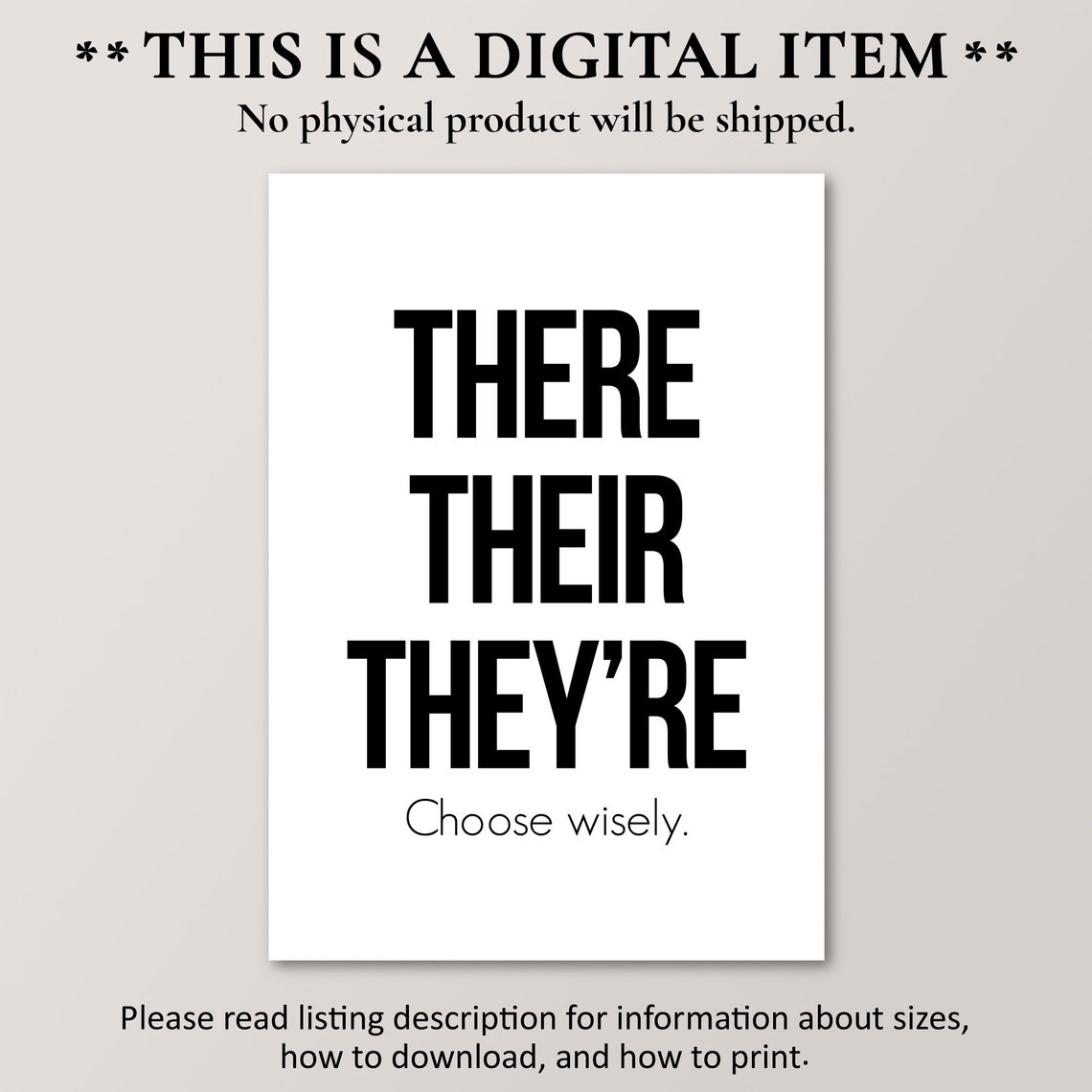 There Their Theyre Funny Classroom Art Grammar Geek Print | Etsy