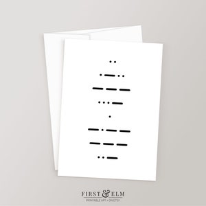 Morse-Code „I Love You“ druckbare Grußkarte, einzigartige Geschenke für Geeks, nerdige Geburtstags- oder Jahrestagskarte