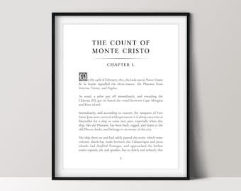 Hrabia Monte Christo, Pierwsza strona książki, Plakat dla miłośników książek, Wystrój biblioteki, Natychmiastowe pobieranie