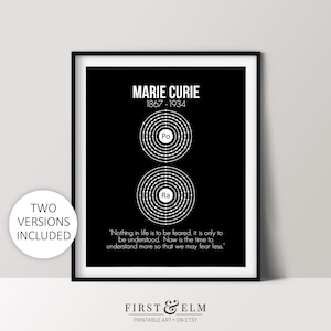 Marie Curie Poster, Famous Scientists, Inspirational Women, Printable Home Decor