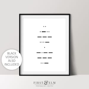 Morse Code I Love You Poster, Unique Gift Ideas, Modern Minimalist, Printable Download