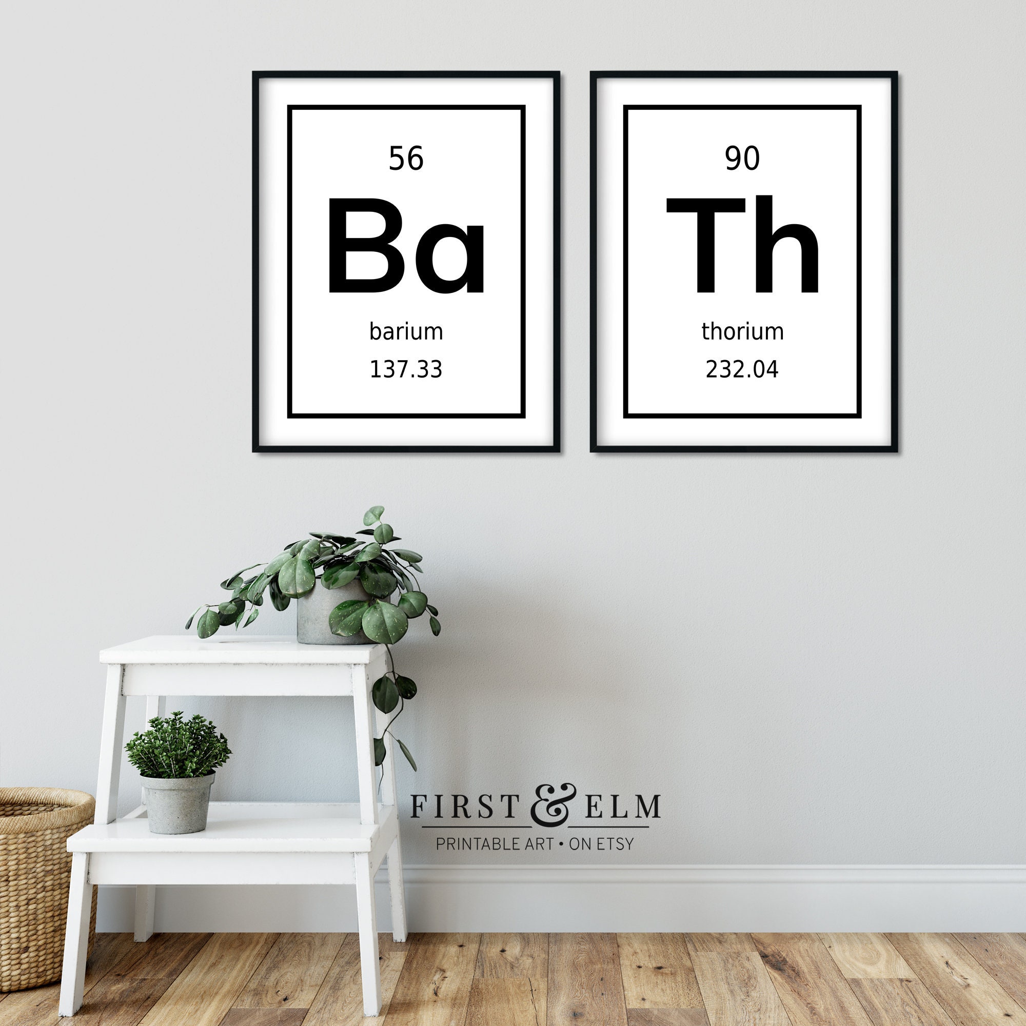 Arte único de la pared del baño conjunto de 2 impresiones | Etsy